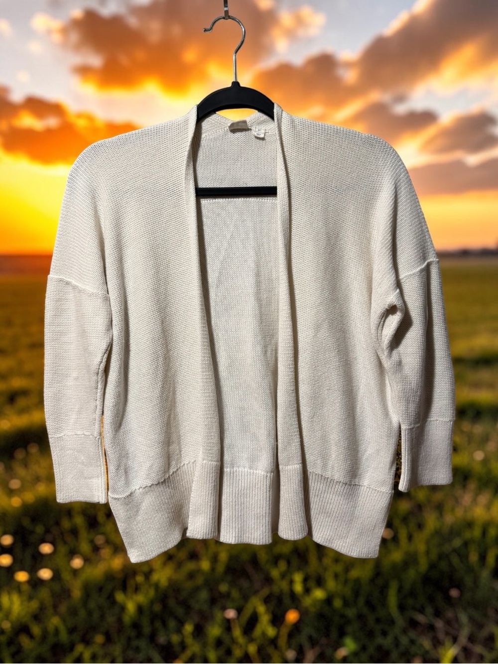 GAP Ivory Open Front Knit Cardigan